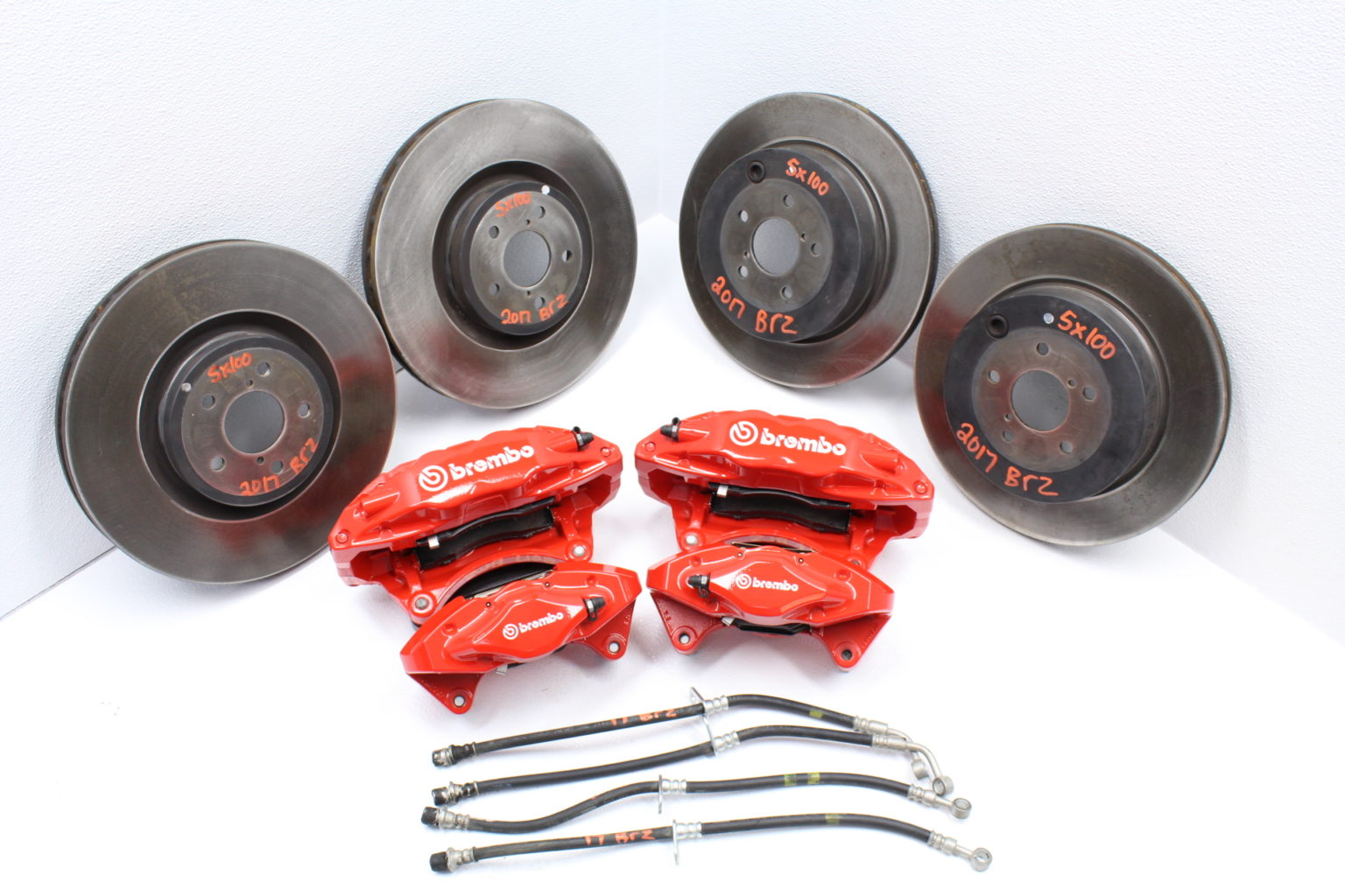 2020 SUBARU BRZ TS FRONT & REAR RED BREMBO BRAKE CALIPERS / ROTORS OEM
