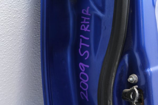 08-14 2008-2014 SUBARU WRX STI REAR RH DOOR PASSENGER SIDE WRB BLUE OEM - Image 11