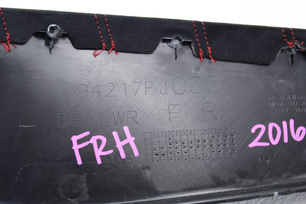 2015-2017 SUBARU WRX STI FRONT RIGHT DOOR PANEL SIDE TRIM RED STITCH 94217FJ000 - Image 5