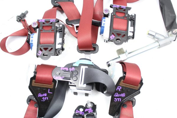 18 2018 SUBARU WRX STI LIMITED RED SEAT BELT SET FRONT & REAR LH/RH OEM - Image 11