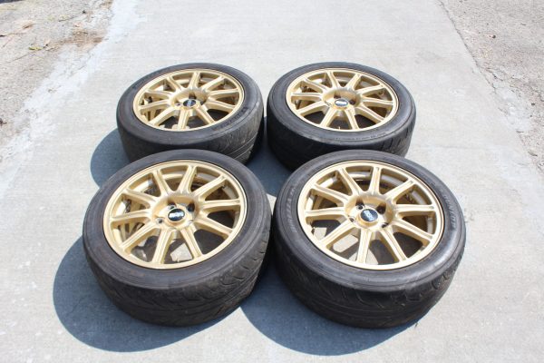 05-07 2005-2007 SUBARU WRX STI GOLD BBS FORGED RIMS WHEELS & TIRES 17X8 5X114