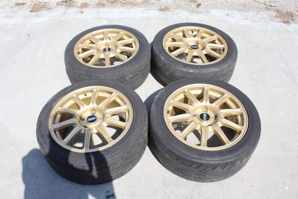 05-07 2005-2007 SUBARU WRX STI GOLD BBS FORGED RIMS WHEELS & TIRES 17X8 5X114 - Image 2