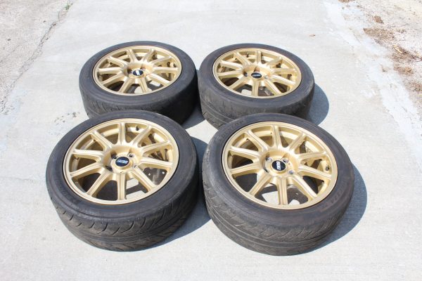 05-07 2005-2007 SUBARU WRX STI GOLD BBS FORGED RIMS WHEELS & TIRES 17X8 5X114 - Image 3