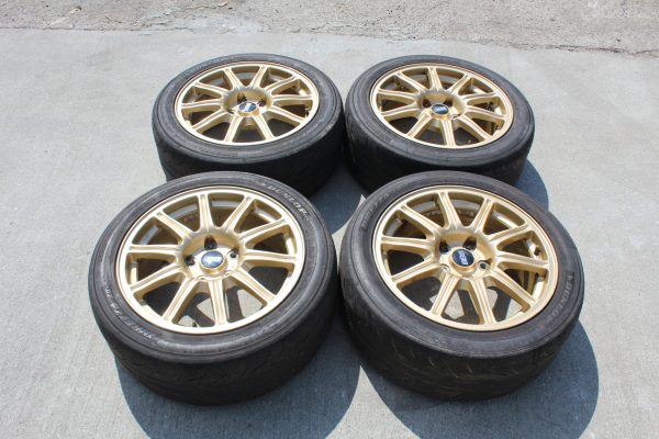 05-07 2005-2007 SUBARU WRX STI GOLD BBS FORGED RIMS WHEELS & TIRES 17X8 5X114 - Image 4