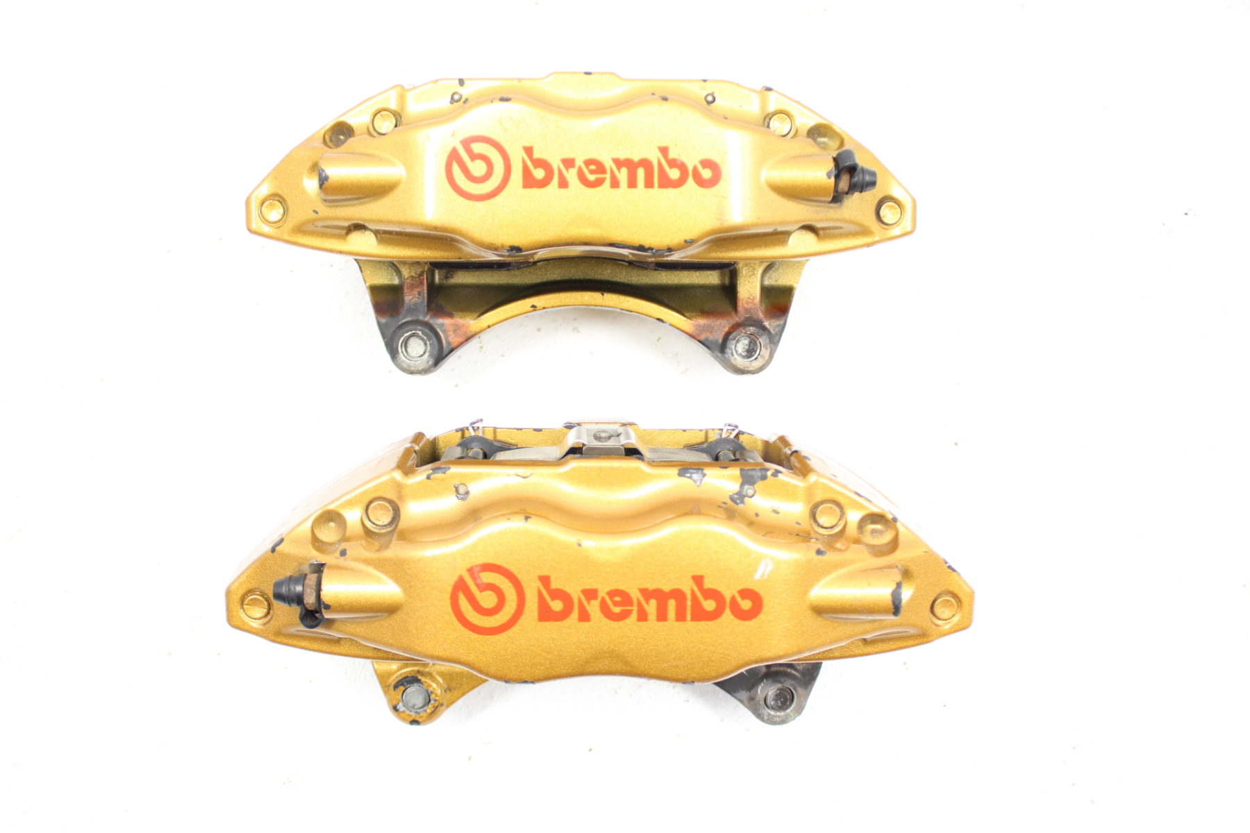 20042007 SUBARU WRX STI FRONT & REAR GOLD BREMBO BRAKE CALIPERS SET