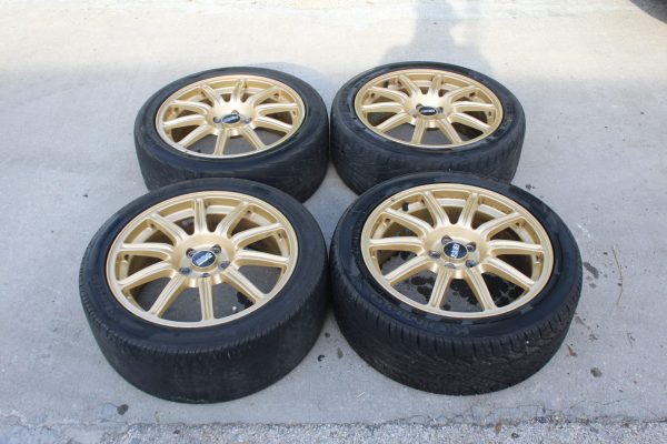 04 2004 SUBARU WRX STI GOLD FORGED BBS RIMS WHEELS & TIRES 5X100 17X7.5 OEM - Image 2
