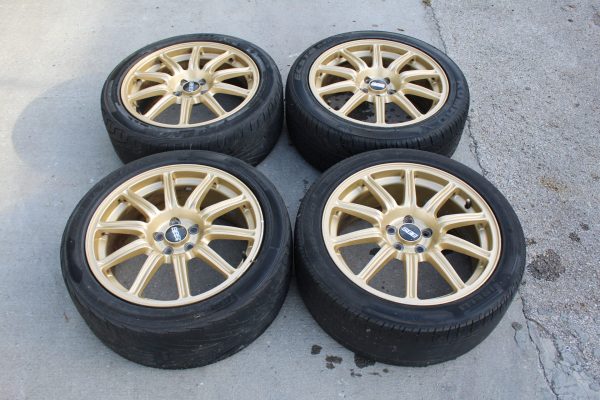 04 2004 SUBARU WRX STI GOLD FORGED BBS RIMS WHEELS & TIRES 5X100 17X7.5 OEM - Image 3