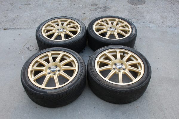 04 2004 SUBARU WRX STI GOLD FORGED BBS RIMS WHEELS & TIRES 5X100 17X7.5 OEM - Image 4