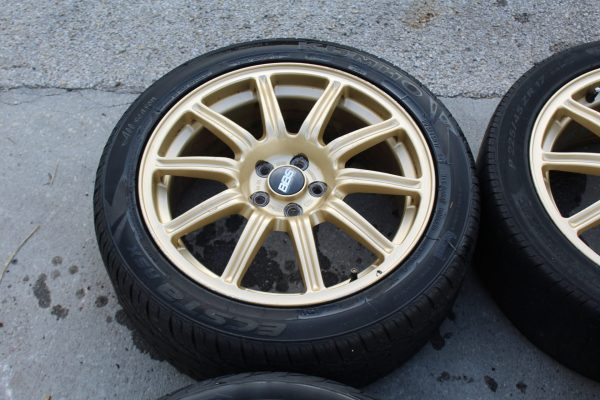 04 2004 SUBARU WRX STI GOLD FORGED BBS RIMS WHEELS & TIRES 5X100 17X7.5 OEM - Image 8