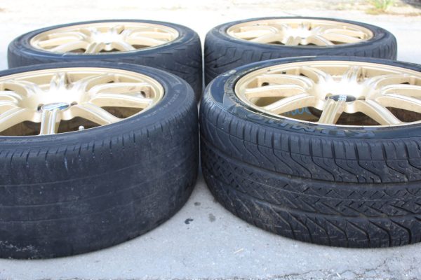04 2004 SUBARU WRX STI GOLD FORGED BBS RIMS WHEELS & TIRES 5X100 17X7.5 OEM - Image 9