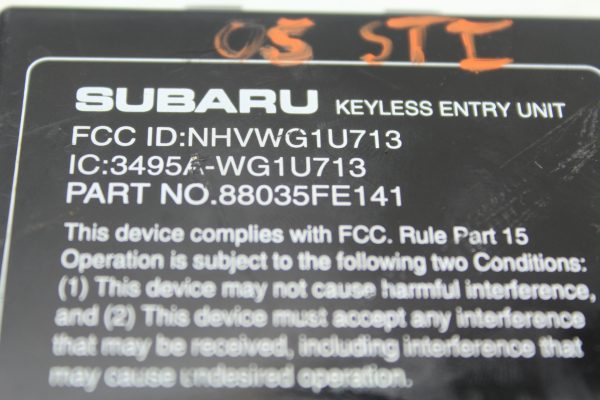 2004-2005 SUBARU IMPREZA WRX STI KEY LESS CONTROL UNIT 88035FE141 - Image 7