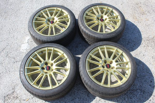 2005-2017 SUBARU WRX STI GOLD PRODRIVE GT1 RIMS WHEELS & TIRES 18X8.5 5X114 +53