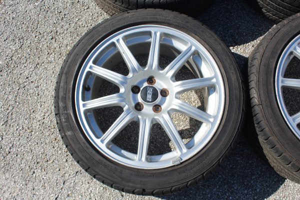 04 2004 SUBARU WRX STI SILVER FORGED BBS RIMS WHEELS & TIRES 5X100 17X7.5 OEM - Image 3