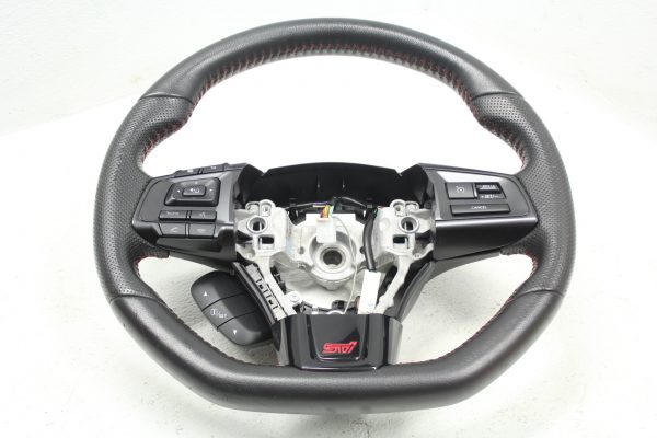 2015-2020 SUBARU WRX STI STEERING WHEEL ASSEMBLY RED STITCHED OEM