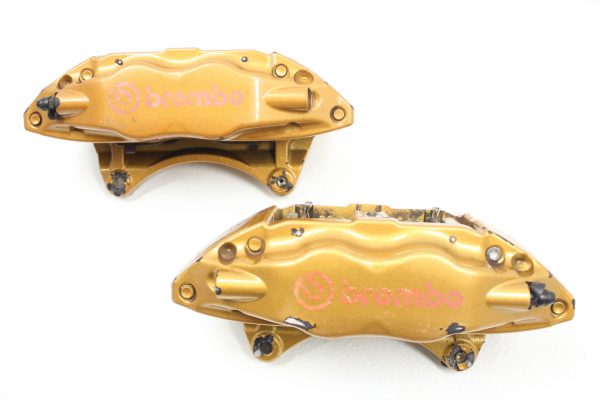 04-07 2004-2007 SUBARU WRX STI GOLD FRONT BREMBO BRAKE CALIPERS OEM EJ257 - Image 2