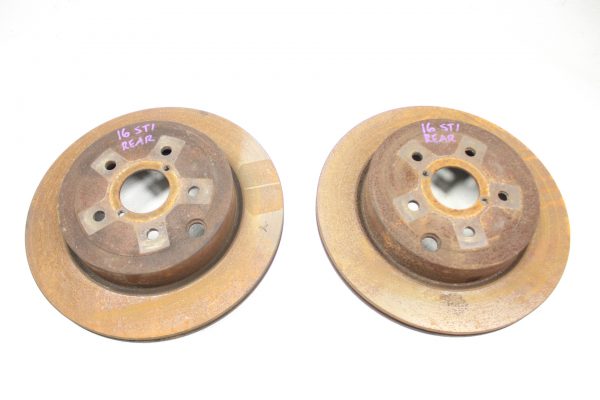 2008-2017 SUBARU WRX STI REAR BRAKE ROTOR SET LH/RH 5X114 OEM 21K MILES