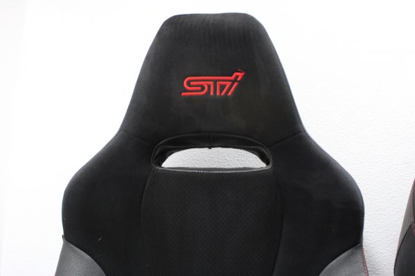 2008-2014 SUBARU WRX STI FRONT SUEDE/LEATHER SEATS BLACK LH/RH PAIR OEM - Image 6