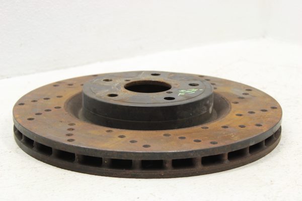2008-2017 SUBARU WRX STI SINGLE FRONT DRILLED BRAKE ROTOR 5X114 56K MILES OEM - Image 2