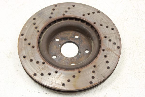 2008-2017 SUBARU WRX STI SINGLE FRONT DRILLED BRAKE ROTOR 5X114 56K MILES OEM - Image 3