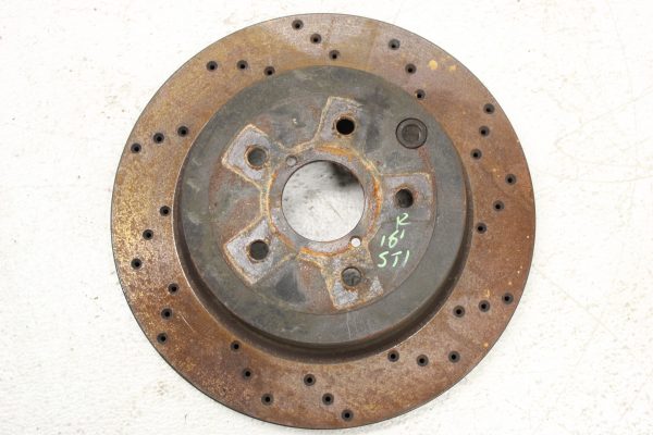 2008-2017 SUBARU WRX STI SINGLE FRONT DRILLED BRAKE ROTOR 5X114 56K MILES OEM