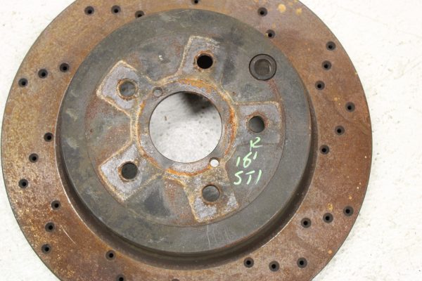 2008-2017 SUBARU WRX STI SINGLE FRONT DRILLED BRAKE ROTOR 5X114 56K MILES OEM - Image 5