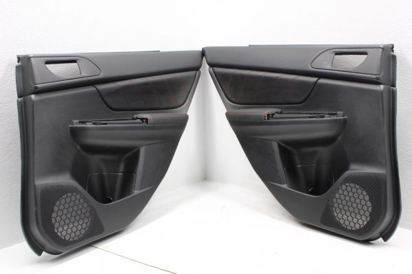 2015-2020 SUBARU WRX STI REAR LEATHER RED STITCH DOOR CARDS LH/RH OEM