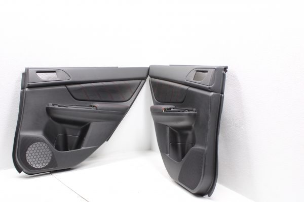 2015-2020 SUBARU WRX STI REAR LEATHER RED STITCH DOOR CARDS LH/RH OEM - Image 2
