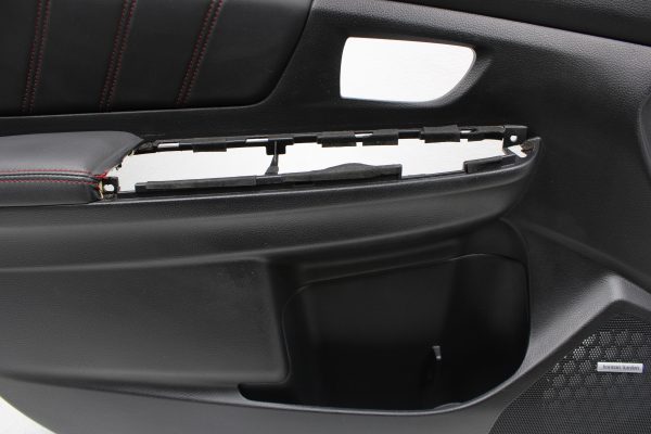 2015-2020 SUBARU WRX STI FRONT LH DRIVER SIDE LEATHER RED STITCH DOOR CARD OEM - Image 3