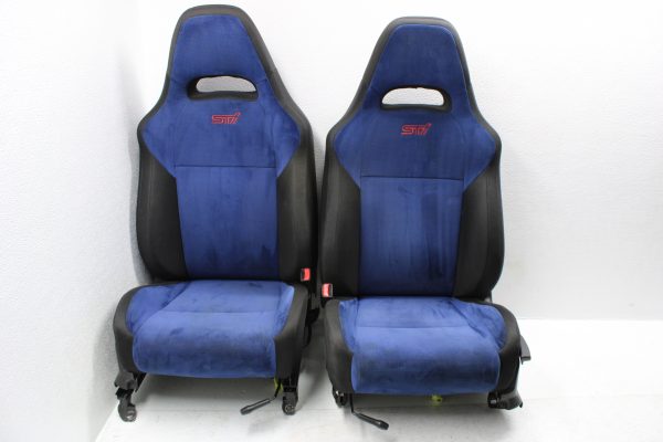 04-07 2004-2007 SUBARU WRX STI FRONT BLUE SUEDE SEATS SET LH/RH EJ257