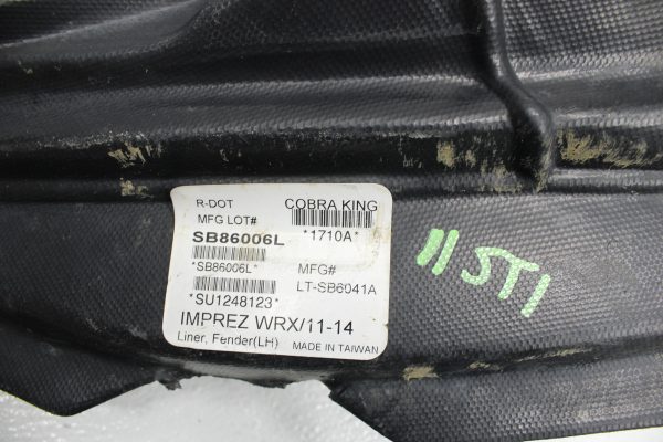 2011-2014 SUBARU WRX STI FRONT LH DRIVER SIDE FENDER LINER MUD GUARD - Image 7