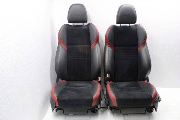 2015-2021 SUBARU WRX STI FRONT SEATS RED BLACK LEATHER/ALCANTARA SUEDE OEM