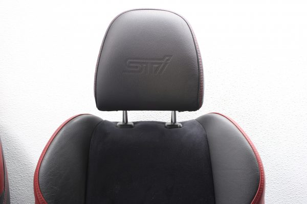 2015-2021 SUBARU WRX STI FRONT SEATS RED BLACK LEATHER/ALCANTARA SUEDE OEM - Image 2