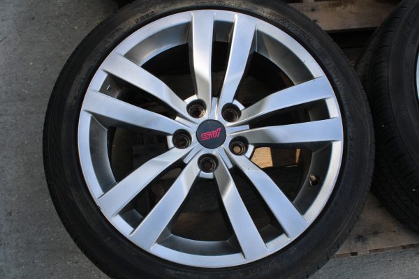 2008-2014 SUBARU WRX STI ENKEI SILVER RIMS WHEELS & TIRES 18X8.5 +55 OEM 5X114 - Image 5