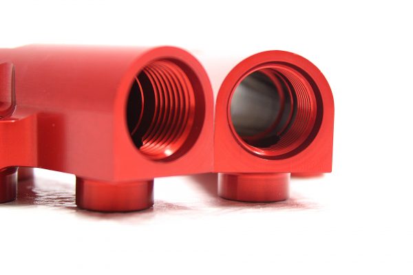 02-14 SUBARU WRX, 07-20 STI, 08-12 LGT, 06-13 FXT IAG PERFORMANCE RED V3 TOP FEED FUEL RAILS - Image 4