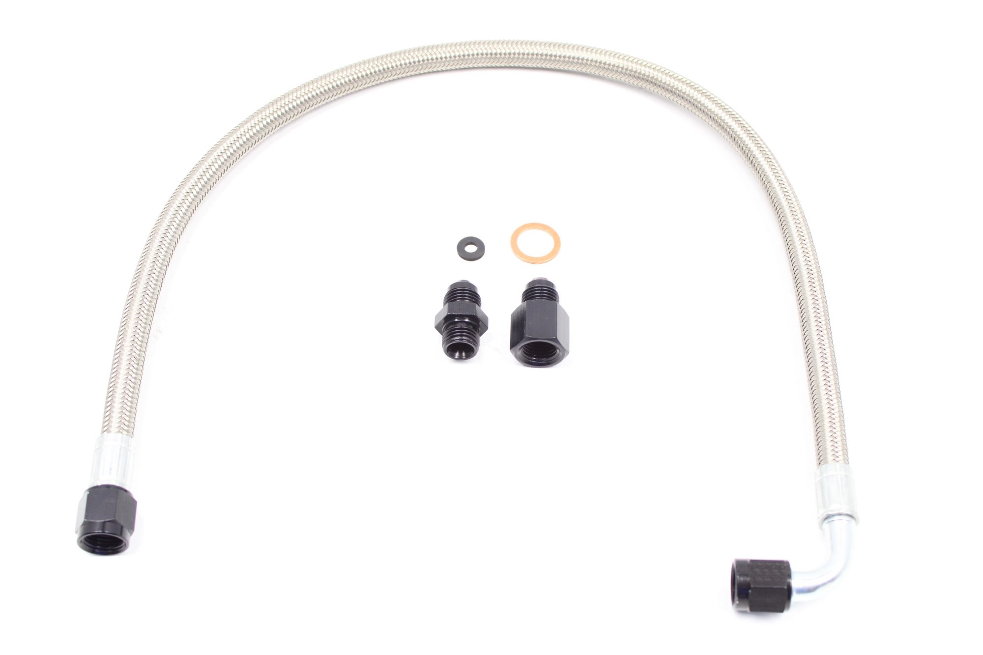 IAG Performance High Pressure Braided Power Steering Line (OEM Routing) For  2002-07 WRX, 2004-07