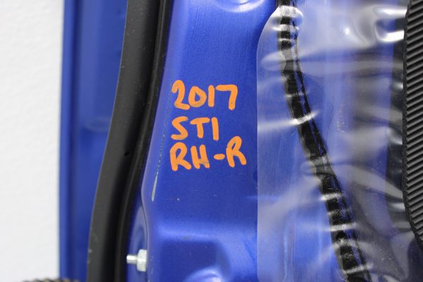 2015-2021 SUBARU WRX & STI REAR RH DOOR ASSEMBLY PASSENGER SIDE WORLD RALLY BLUE OEM - Image 8
