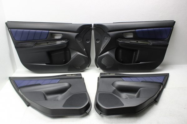 2015 SUBARU WRX STI LAUNCH EDITION FRONT & REAR BLUE LEATHER DOOR PANELS CARDS