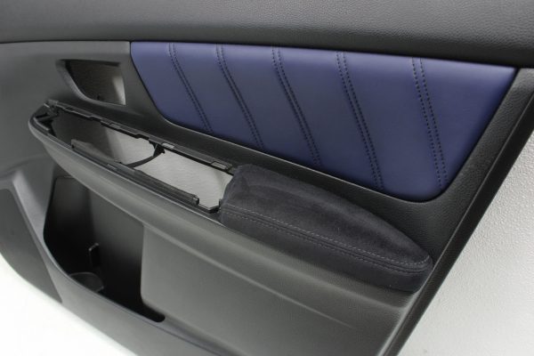 2015 SUBARU WRX STI LAUNCH EDITION FRONT & REAR BLUE LEATHER DOOR PANELS CARDS - Image 3