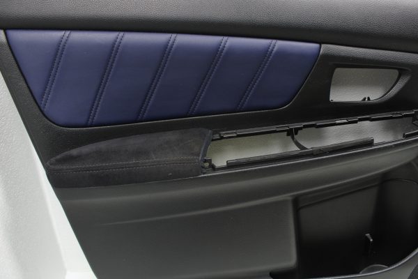 2015 SUBARU WRX STI LAUNCH EDITION FRONT & REAR BLUE LEATHER DOOR PANELS CARDS - Image 5