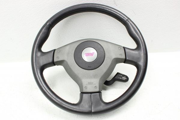 04 2004 SUBARU WRX STI STEERING WHEEL & HORN ASSEMBLY RED STITCHED OEM EJ257