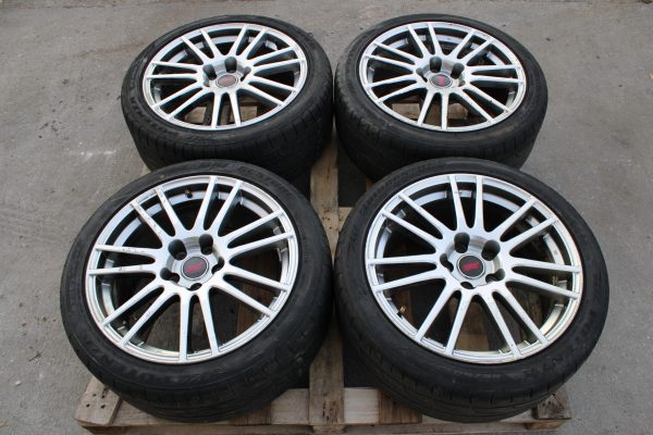 2008-2017 SUBARU WRX STI SILVER ENKEI WHEELS RIMS & TIRES 18X8.5 +55 OEM 5X114 - Image 2