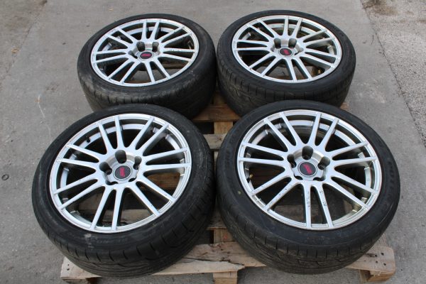 2008-2017 SUBARU WRX STI SILVER ENKEI WHEELS RIMS & TIRES 18X8.5 +55 OEM 5X114 - Image 3