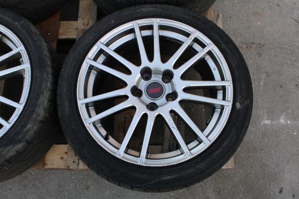 2008-2017 SUBARU WRX STI SILVER ENKEI WHEELS RIMS & TIRES 18X8.5 +55 OEM 5X114 - Image 7