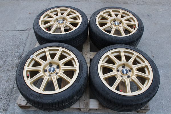 05-07 2005-2007 SUBARU WRX STI GOLD BBS FORGED RIMS WHEELS & TIRES 17X8 5X114 - Image 2