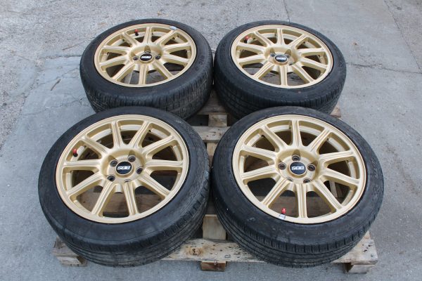 05-07 2005-2007 SUBARU WRX STI GOLD BBS FORGED RIMS WHEELS & TIRES 17X8 5X114 - Image 3