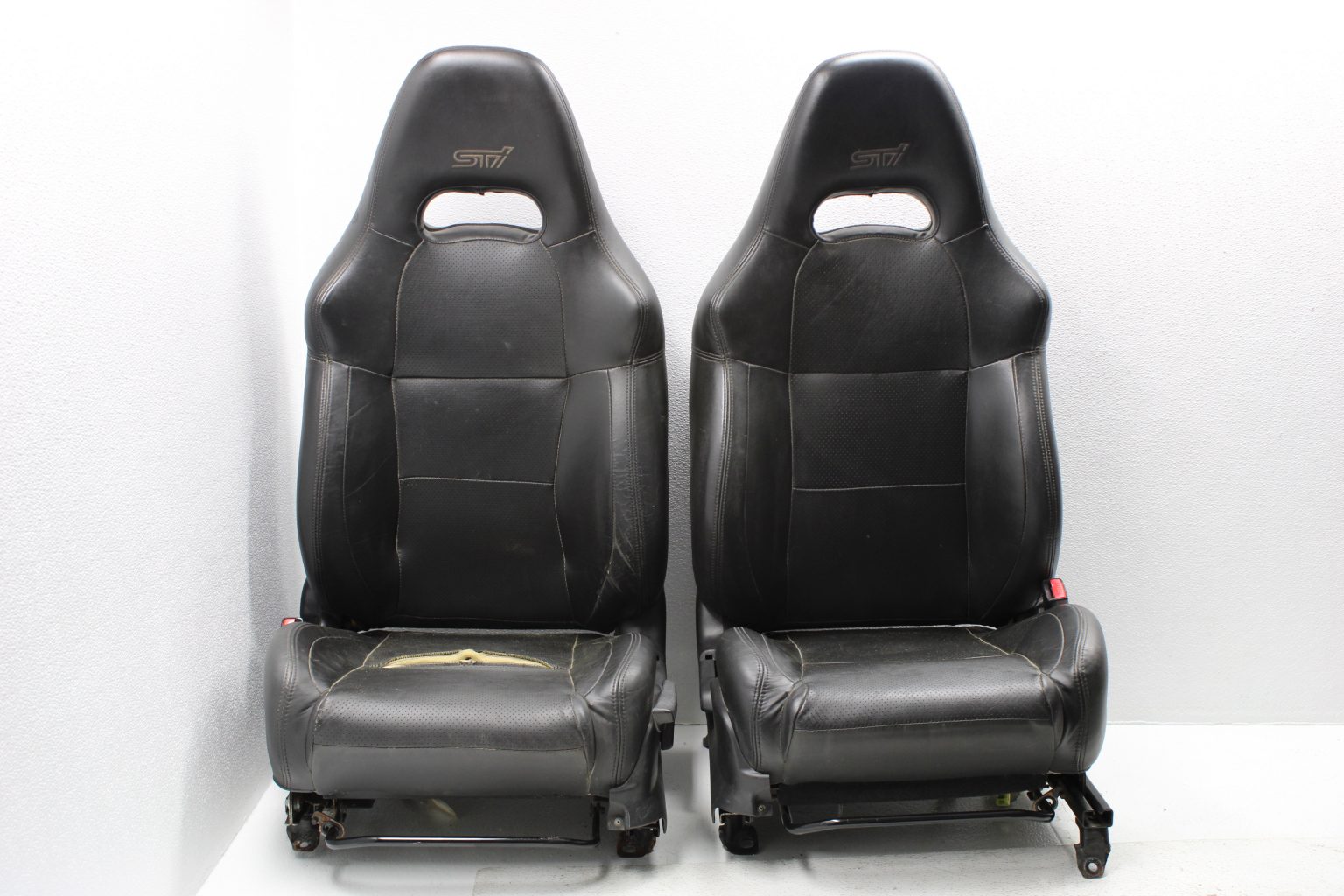 2007 SUBARU IMPREZA WRX STI LIMITED BLACK LEATHER FRONT SEATS LH/RH SET ...