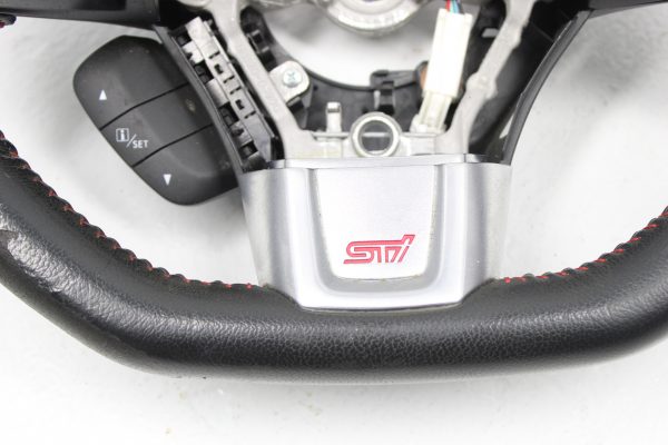 2015-2021 SUBARU WRX STI STEERING WHEEL ASSEMBLY RED STITCHED OEM - Image 6