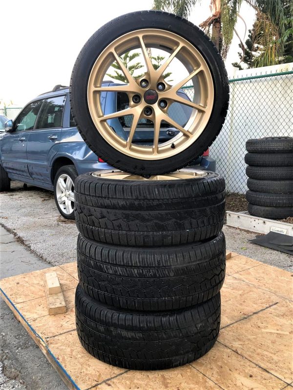 2015 SUBARU WRX STI LAUNCH EDITION FORGED BBS GOLD 18" WHEELS RIMS & TIRES 5X114 - Image 11