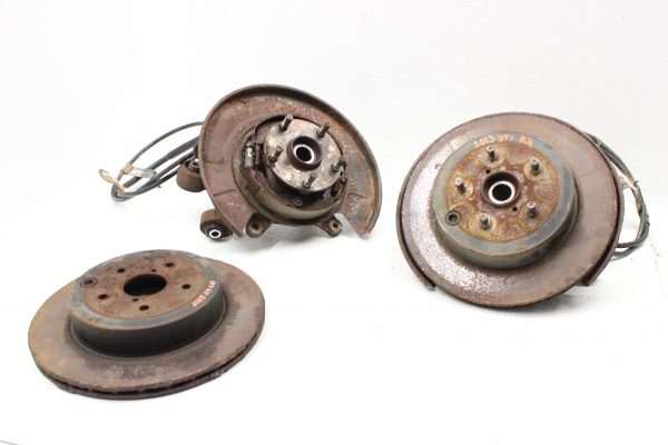 2008-2017 SUBARU WRX STI REAR HUBS KNUCKLES SPINDLES & ROTORS SET *RUSTY*