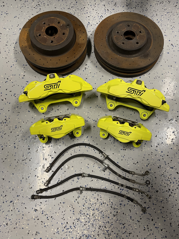 2018-2021 SUBARU WRX STI 6 POT FRONT & REAR BREMBO BRAKE CALIPERS KIT 24K MILES